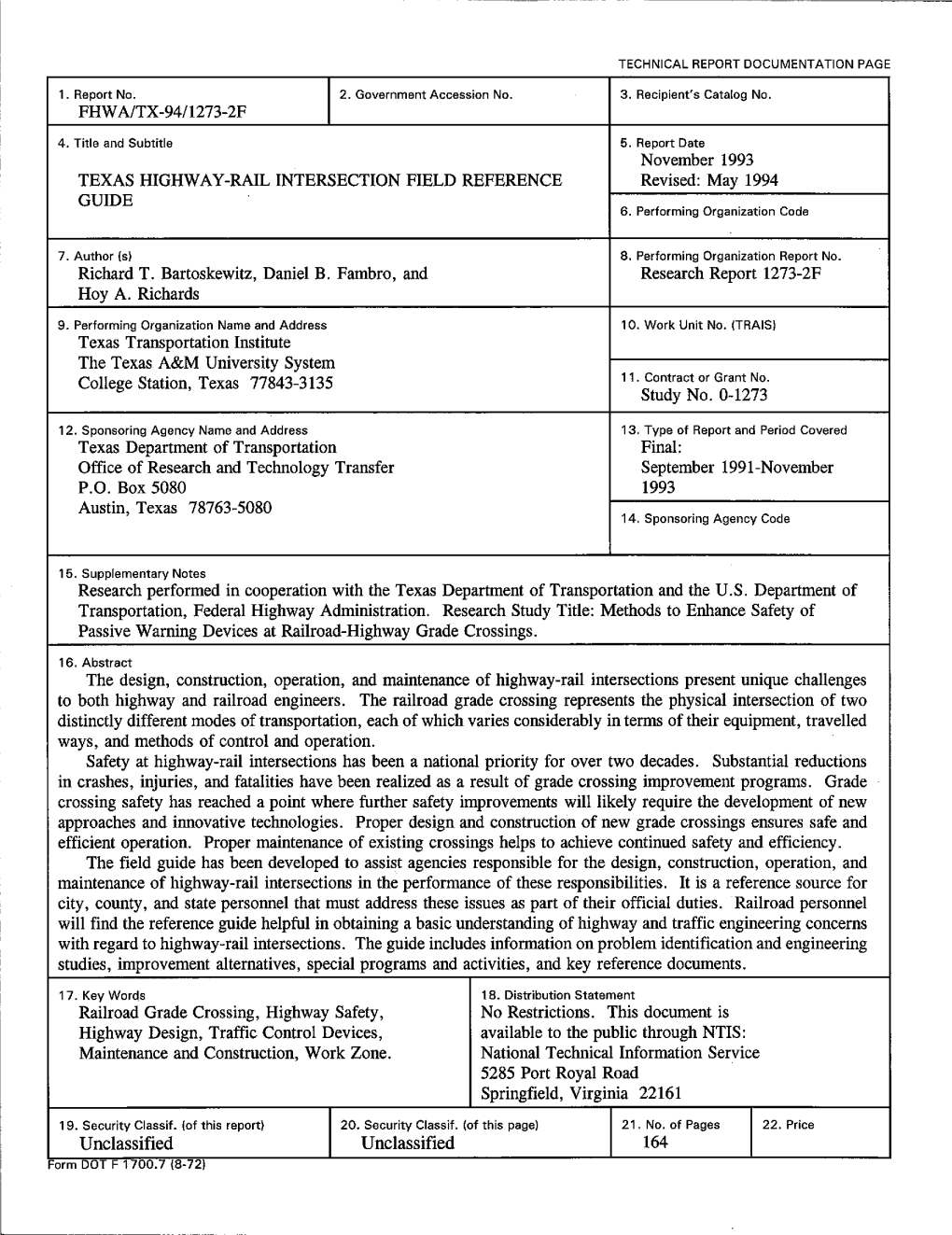 Texas Highway-Rail Intersection Field Reference Guide