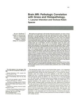 Brain MR: Pathologic Correlation with Gross and Histopathology. 1
