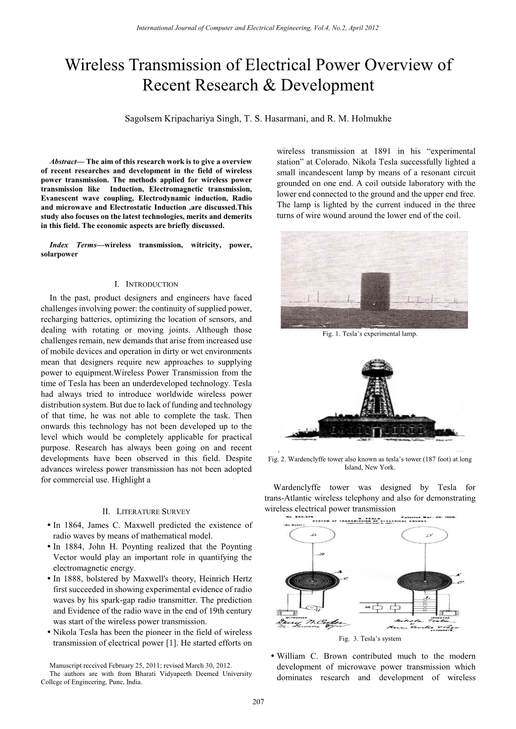 Wireless Transmission of Electrical Power Overview of Recent Research & Development