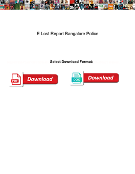 E Lost Report Bangalore Police