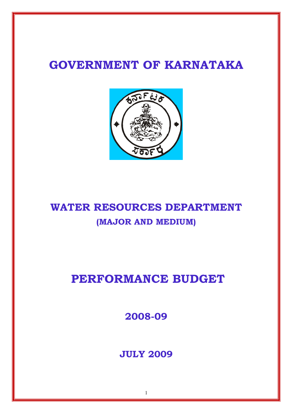 Government of Karnataka Performance Budget