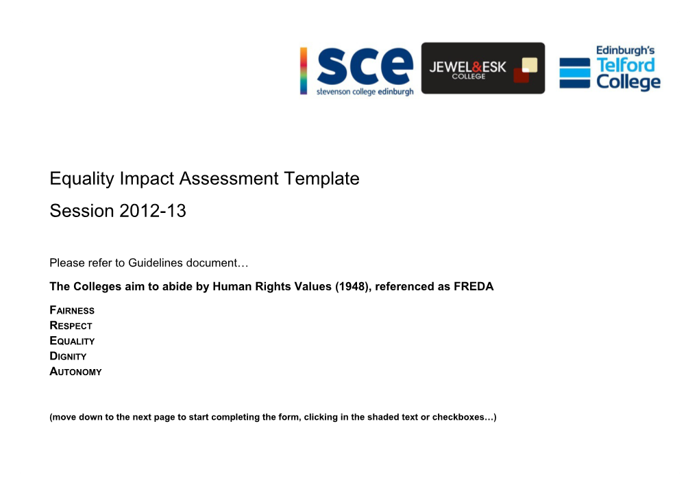 Record of Equality Impact Assessment