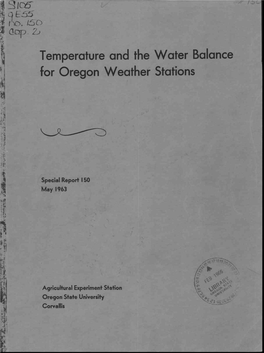 Temperature and the Water Balance for Oregon Weather Stations