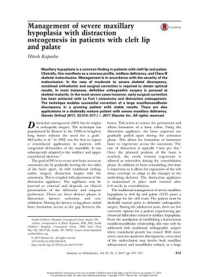 Management of Severe Maxillary Hypoplasia with Distraction Osteogenesis in Patients with Cleft Lip and Palate Hitesh Kapadia