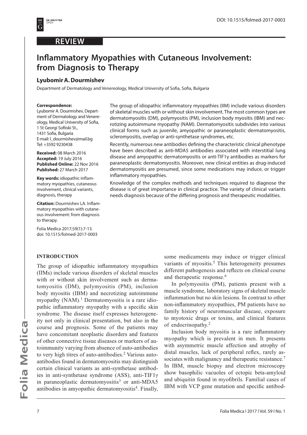 Inflammatory Myopathies with Cutaneous Involvement