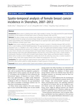 Spatio-Temporal Analysis of Female Breast Cancer Incidence In