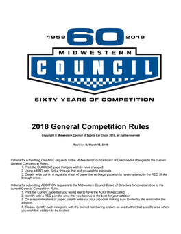 2018 General Competition Rules