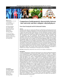 Comparison of Anthropometric Characteristics Between Inter