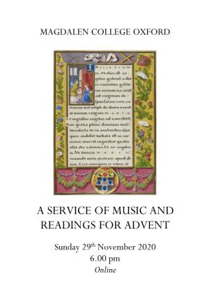 1B1a Service of Music and Readings 2Bfor Advent