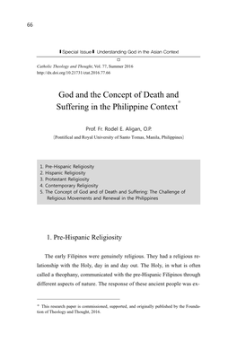 God and the Concept of Death and Suffering in the Philippine Context*