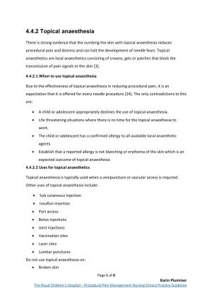 4.4.2 Topical Anaesthesia