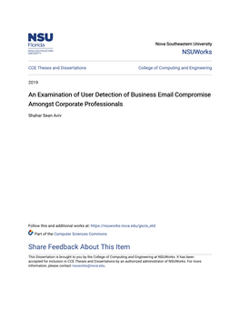 An Examination of User Detection of Business Email Compromise Amongst Corporate Professionals