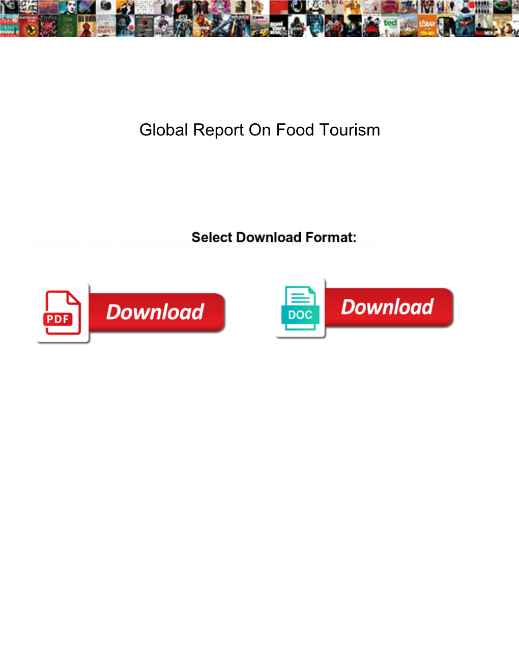 Global Report on Food Tourism