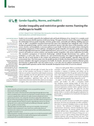 Gender Inequality and Restrictive Gender Norms: Framing the Challenges to Health