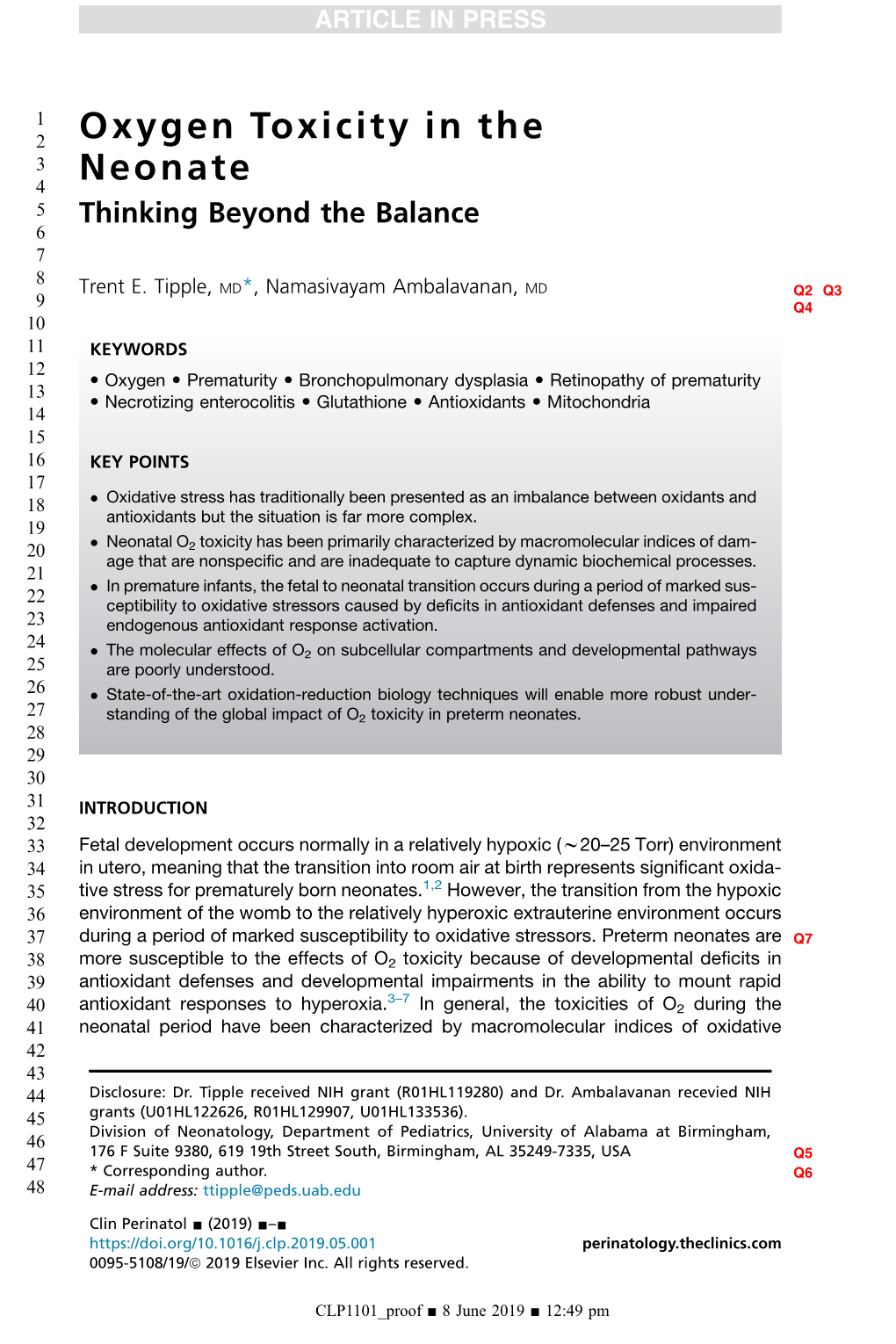 Oxygen Toxicity in the Neonate Q1 3