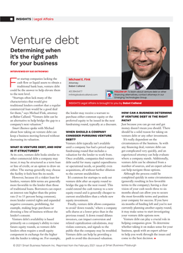 Venture Debt Determining When It’S the Right Path for Your Business