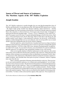 The Maritime Aspects of the 1917 Halifax Explosion Joseph Scanlon