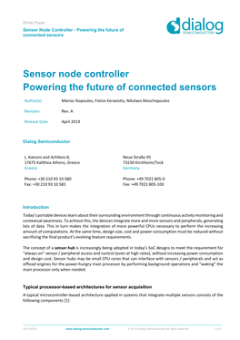 Sensor Node Controller Powering the Future of Connected Sensors