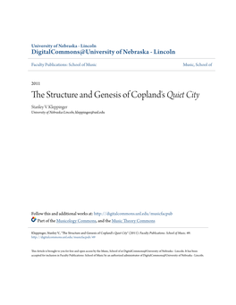 The Structure and Genesis of Copland's &lt;I&gt;Quiet City&lt;/I&gt;