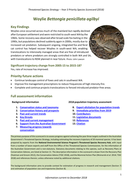 Threatened Species Strategy Year 3 Scorecard – Woylie