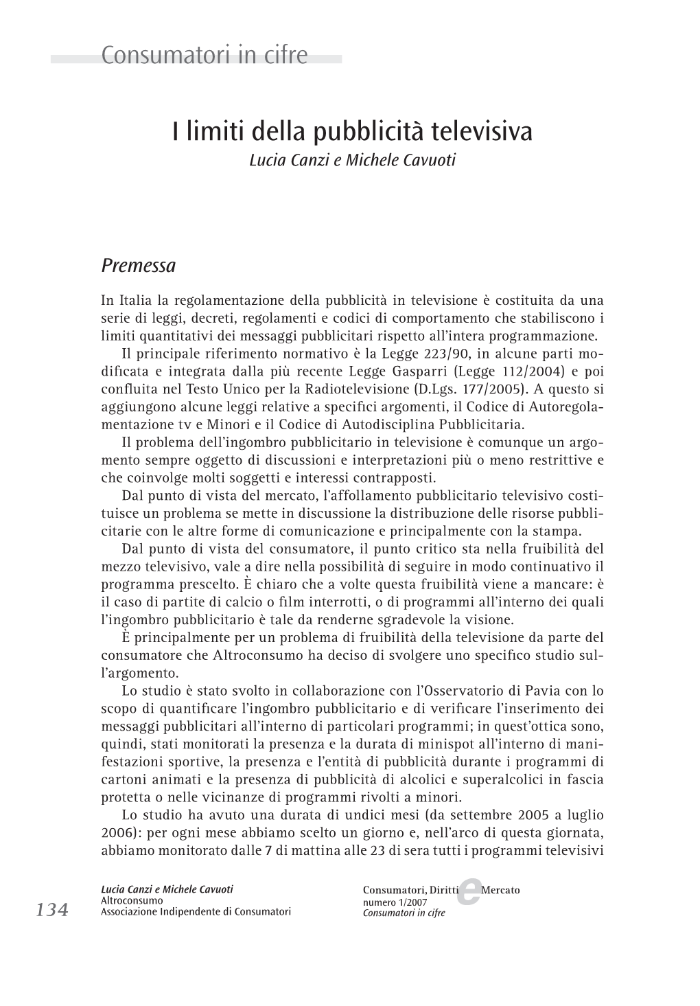 I Limiti Della Pubblicità Televisiva Lucia Canzi E Michele Cavuoti