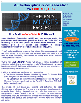 Multi-Disciplinary Collaboration to END ME/CFS