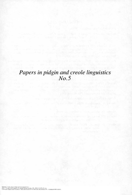Papers in Pidgin and Creole Linguistics No. 5