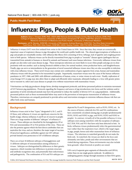 Influenza: Pigs, People & Public Health