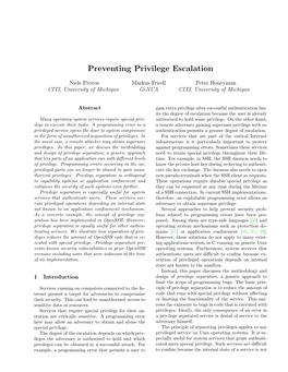 Preventing Privilege Escalation