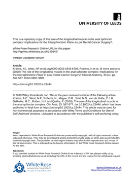 The Role of the Longitudinal Muscle in the Anal Sphincter Complex: Implications for the Intersphincteric Plane in Low Rectal Cancer Surgery?