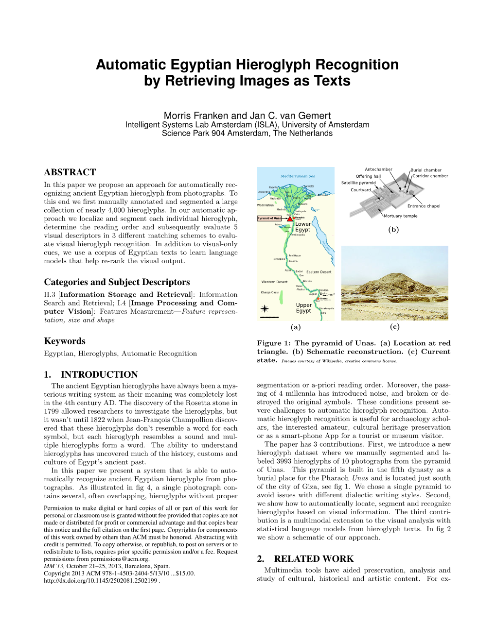 Automatic Egyptian Hieroglyph Recognition by Retrieving Images As Texts