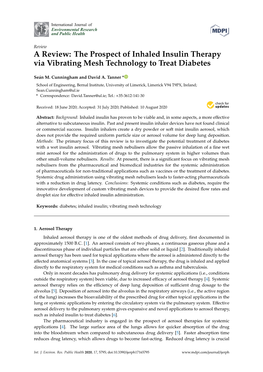 The Prospect of Inhaled Insulin Therapy Via Vibrating Mesh Technology to Treat Diabetes