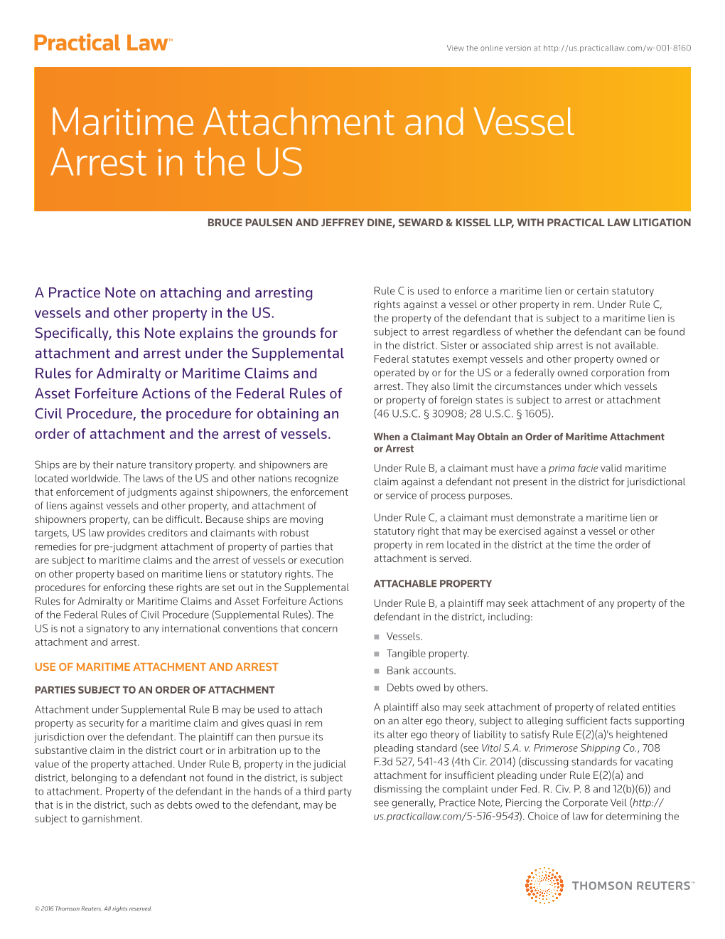 Maritime Attachment and Vessel Arrest in the US