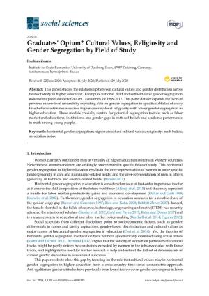 Cultural Values, Religiosity and Gender Segregation by Field of Study