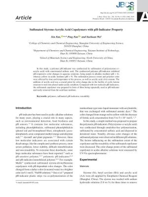 Sulfonated Styrene-Acrylic Acid Copolymers with Ph-Indicator Property J