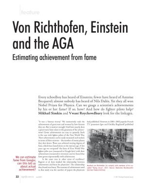 Von Richthofen, Einstein and the AGA Estimating Achievement from Fame