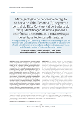 Mapa Geológico Do Cenozoico Da Região Da Bacia De Volta Redonda (RJ, Segmento Central Do Rifte Continental Do Sudeste Do Brasi