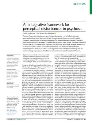 An Integrative Framework for Perceptual Disturbances in Psychosis