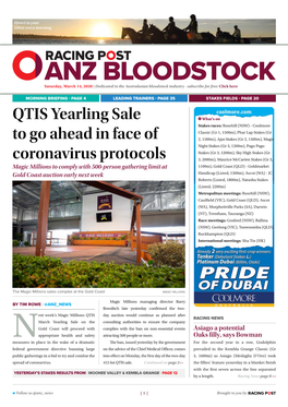 QTIS Yearling Sale to Go Ahead in Face of Coronavirus Protocols | 3 | Saturday, March 14, 2020