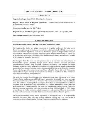 Establishment of Conservation Status of Acipenseridae Family in Georgia``