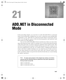 ADO.NET in Disconnected Mode