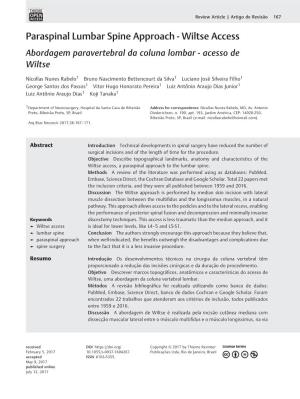 Paraspinal Lumbar Spine Approach - Wiltse Access Abordagem Paravertebral Da Coluna Lombar - Acesso De Wiltse
