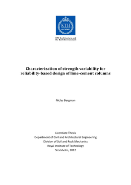 Characterization of Strength Variability for Reliability-Based Design of Lime-Cement Columns