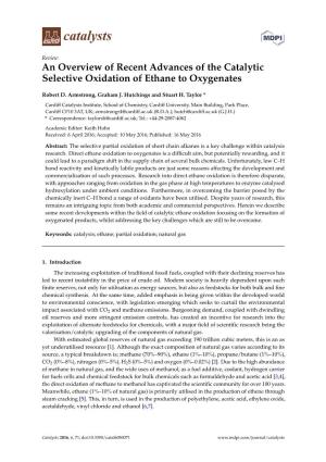 An Overview of Recent Advances of the Catalytic Selective Oxidation of Ethane to Oxygenates