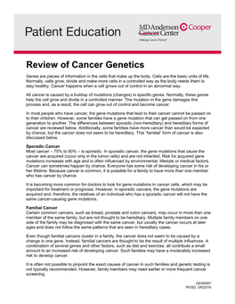 Review of Cancer Genetics