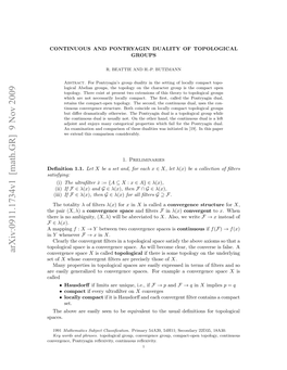 Continuous and Pontryagin Duality of Topological Groups