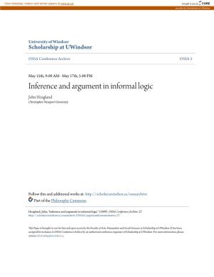 Inference and Argument in Informal Logic John Hoaglund Christopher Newport University
