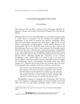 Giving Discographers Their Due