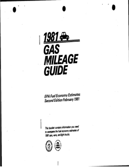 1981 Gas Mileage Guide: EPA Fuel Economy Estimates Second Edition