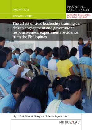 The Effect of Civic Leadership Training on Citizen Engagement and Government Responsiveness: Experimental Evidence from the Philippines